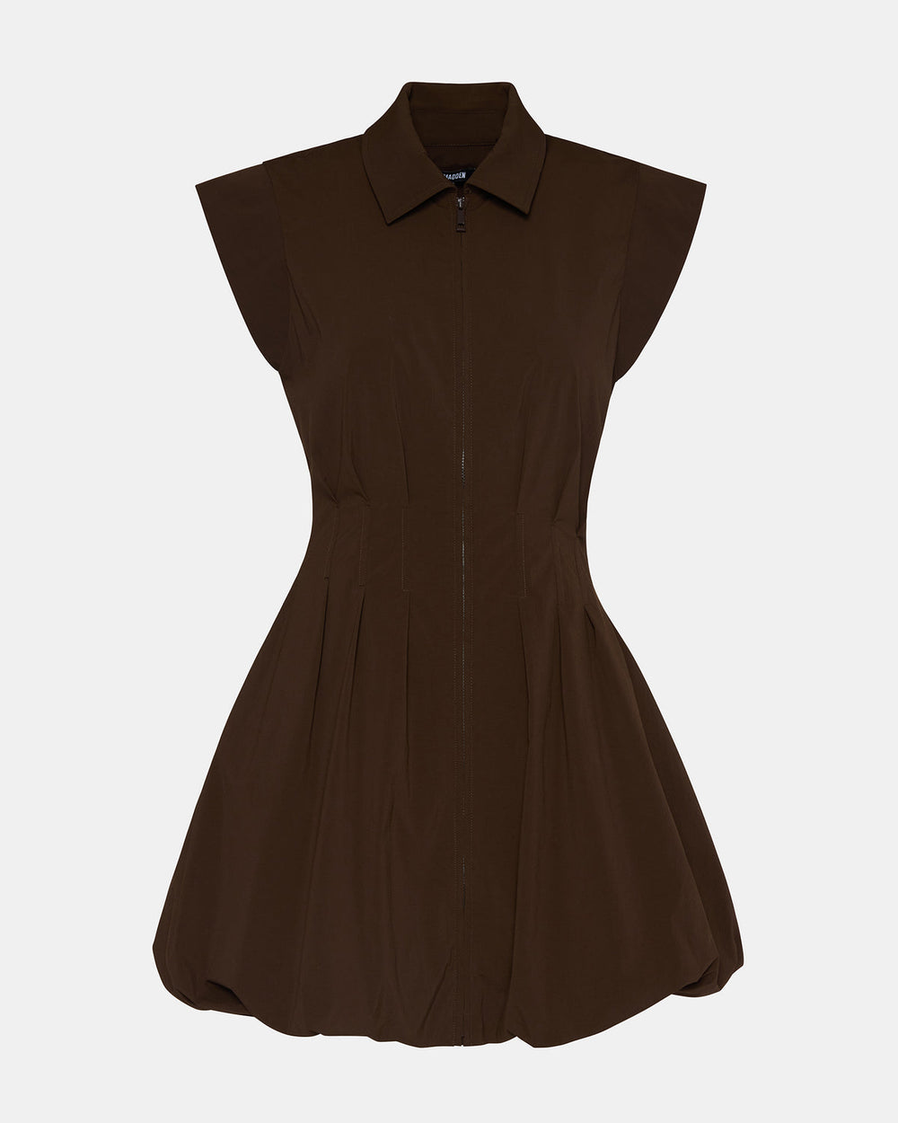 DYANNE Dark Espresso Women's Zip-Front Bubble-Hem Dress
