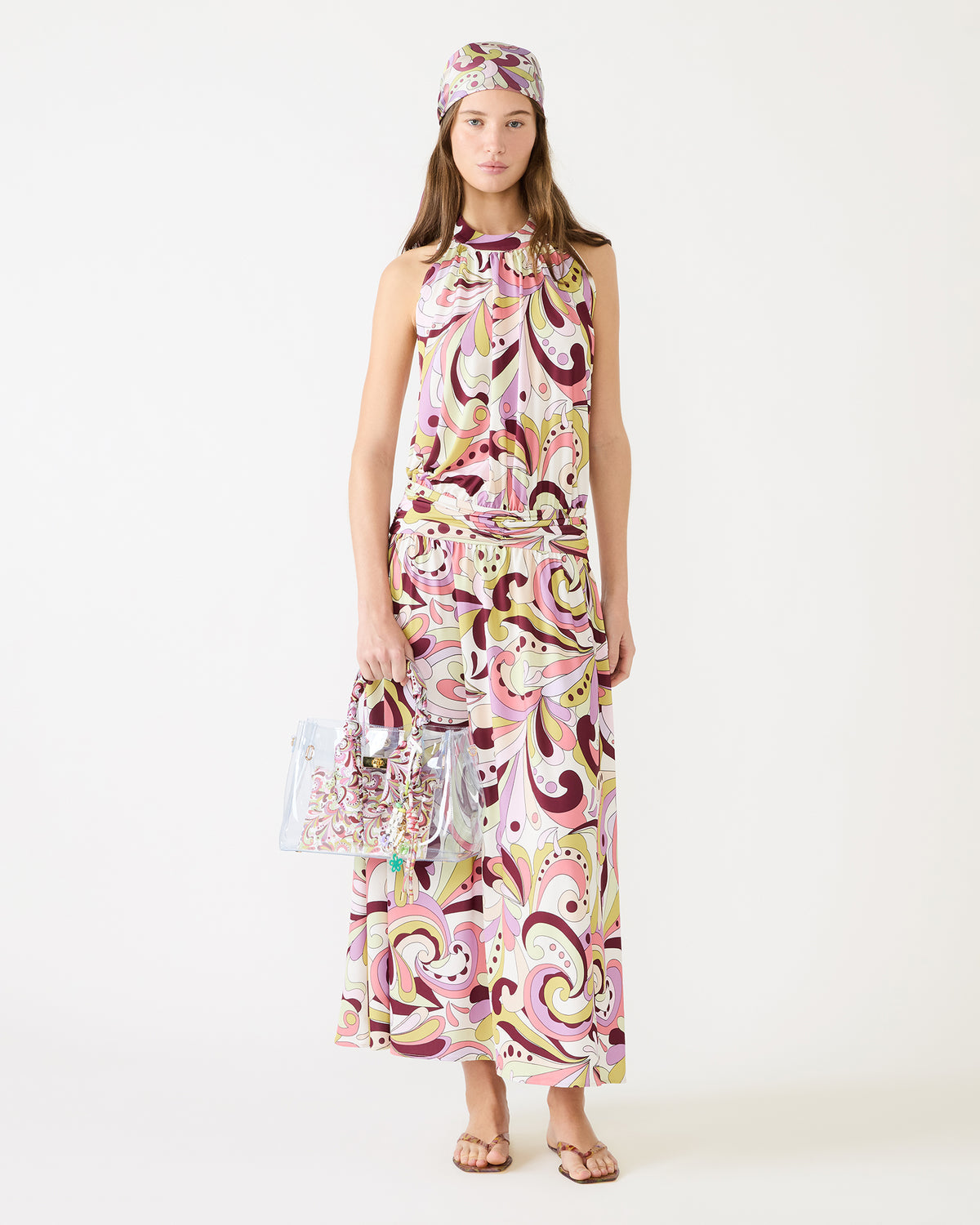 GALA Dress Petal Paisley Maxi Halter Neck Flowy Open-Back Women's Dress