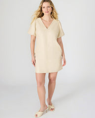 TILLY Bone Short-Sleeved Faux Leather Women's Dress