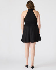 KOSTA Black Women's Mini Halter Cross-Neck Dress