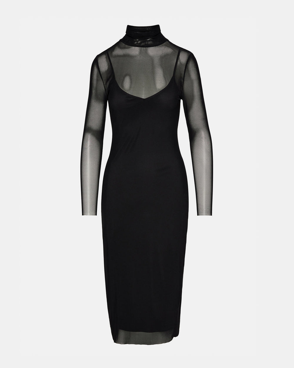 VIVIENNE Black Women's Mock Neck Midi Dress