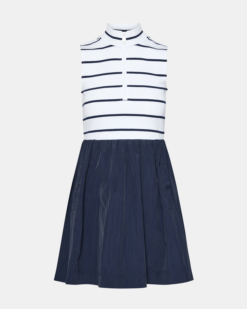 LYON Navy Women's Collared Sleeveless Flowy Dress