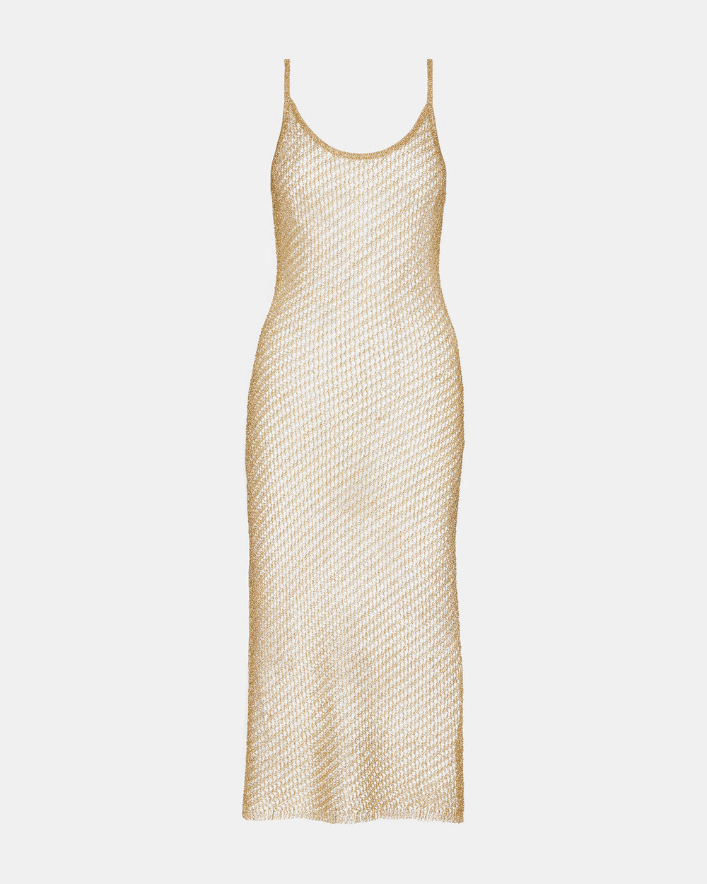 ANISHA Dress Gold | Women's Mesh Metallic Midi Dress
