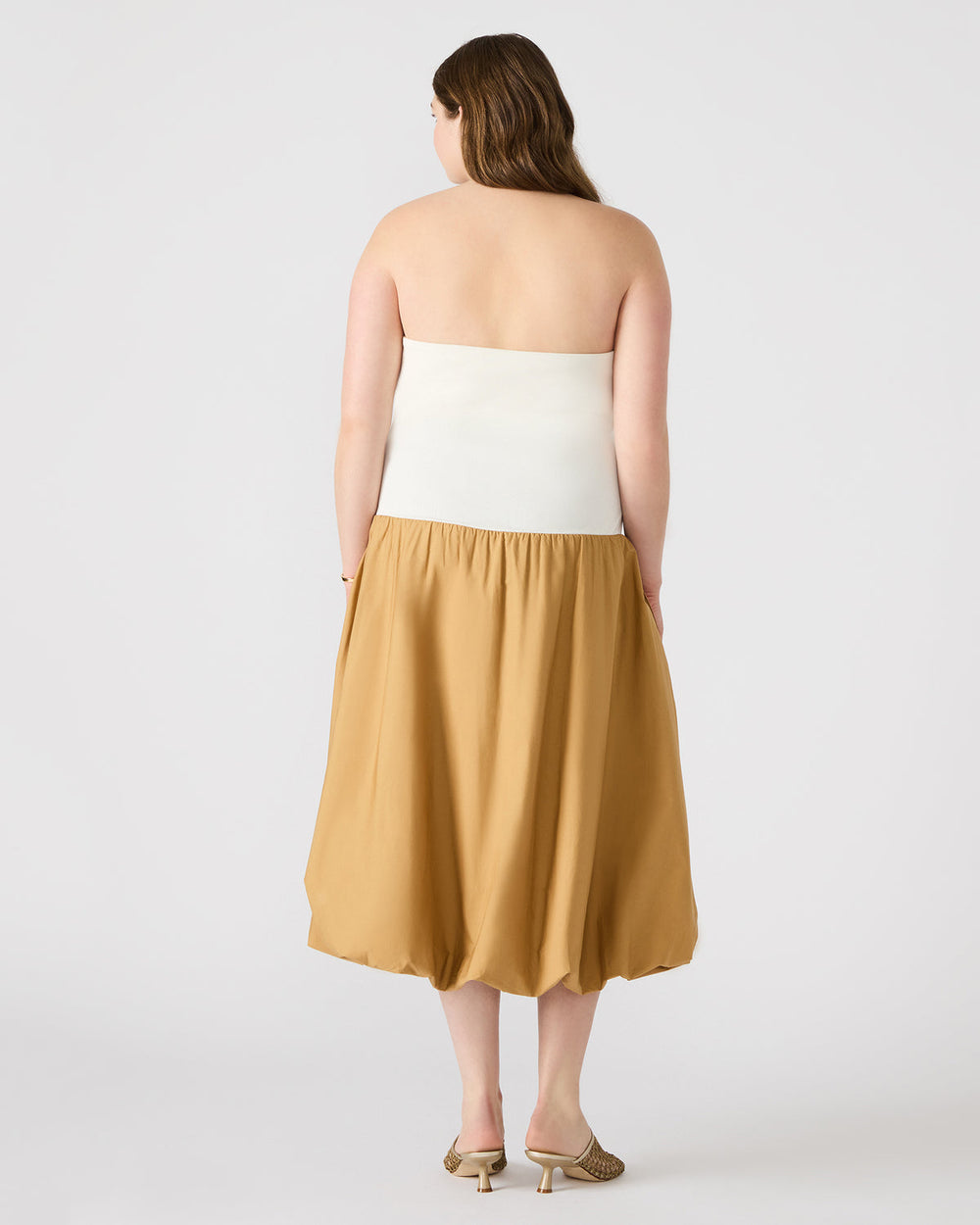 OLIVER Taupe Women's Strapless Midi Bubble Dress