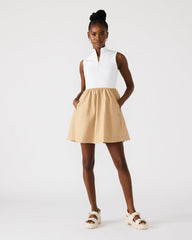 LYON Taupe Women's Collared Sleeveless Flowy Dress