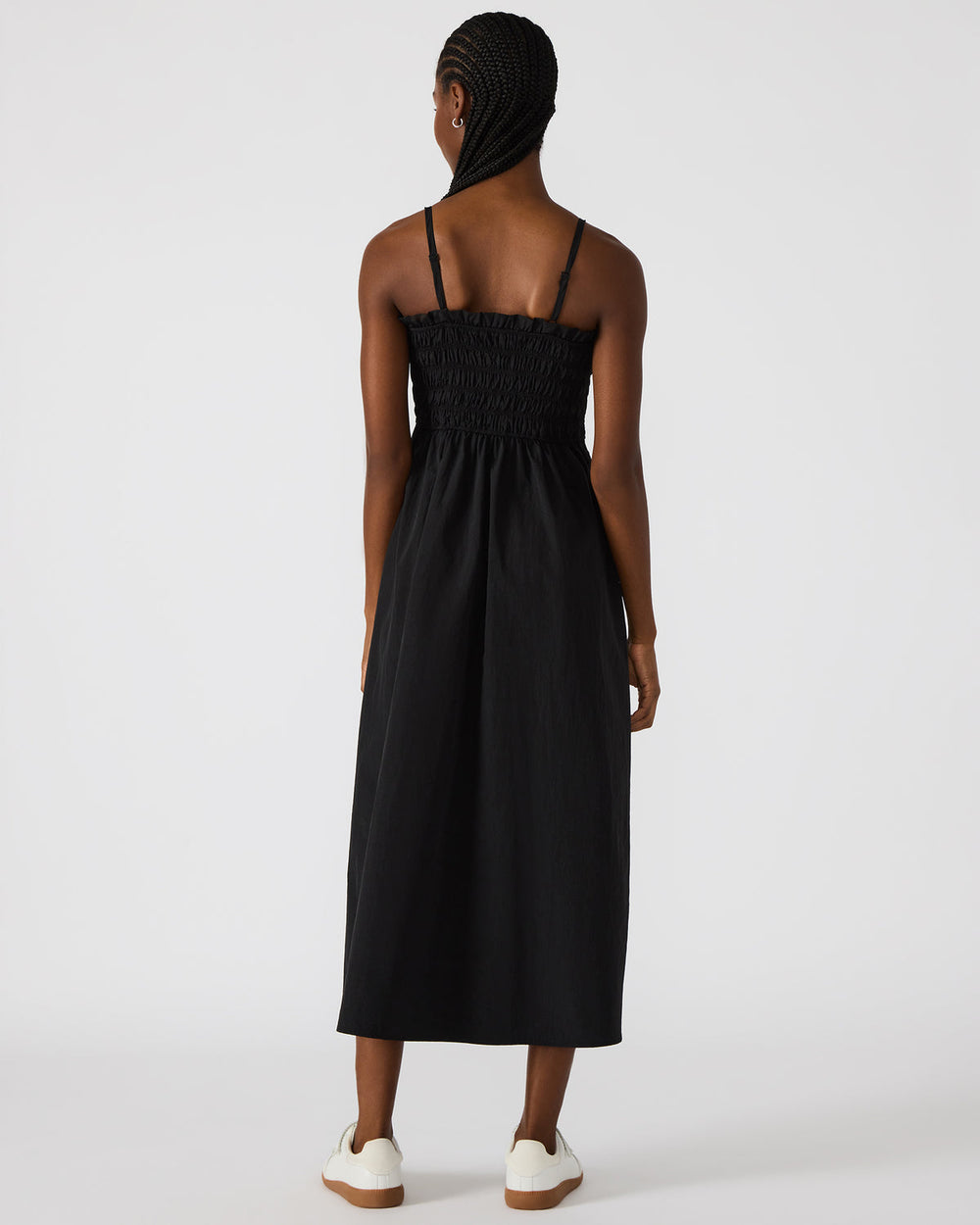 KIT Dress Black/White Flowy Smocked Striped Maxi Dress