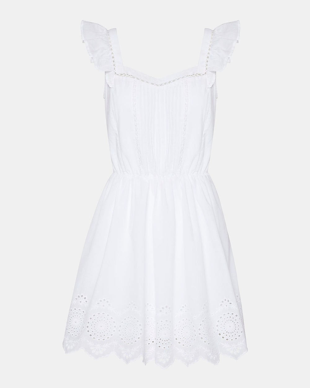 ASTRA Dress White | Women's Eyelet Trim Mini Dress