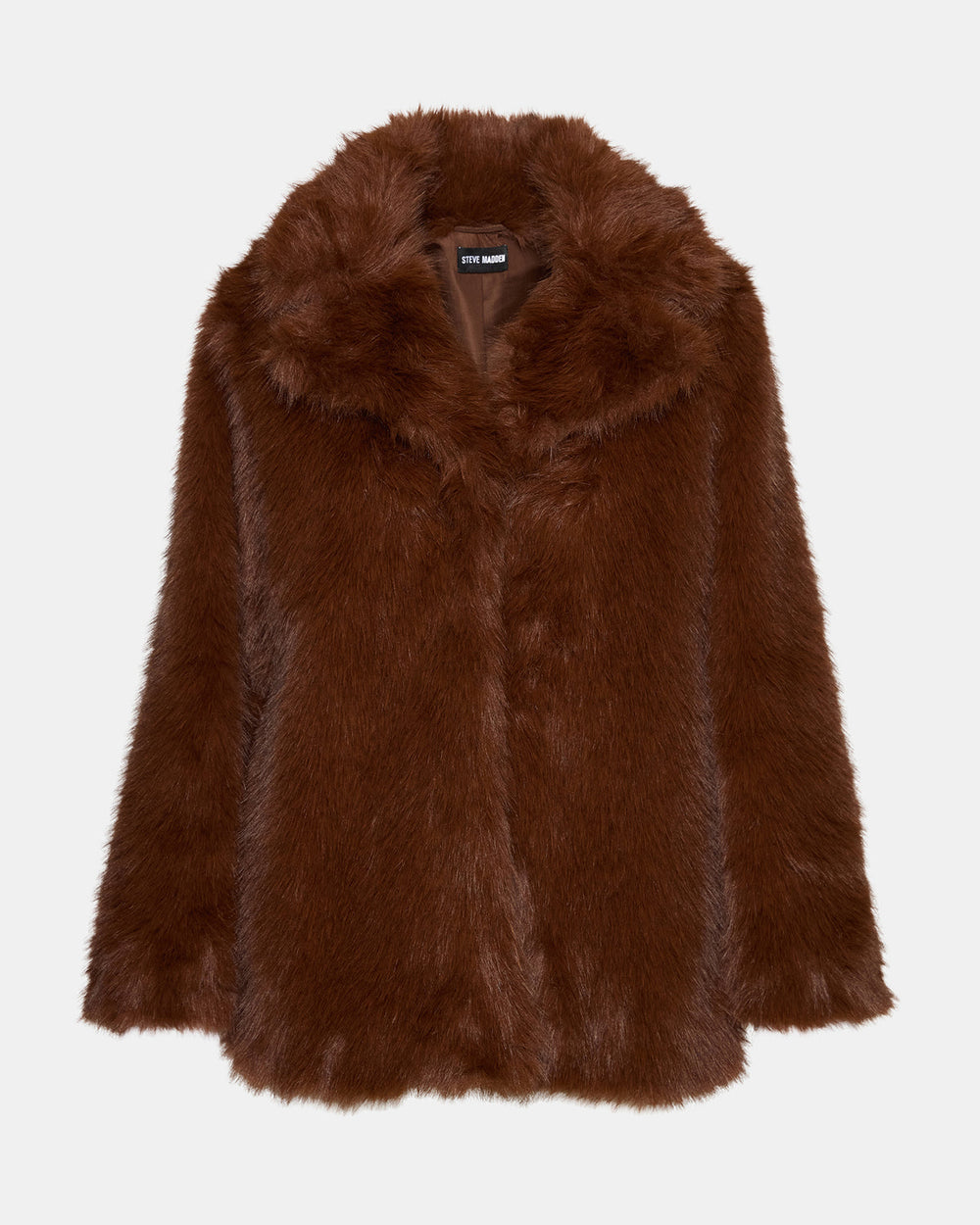 KINDRA Brown Faux Fur Collared Women's Coat