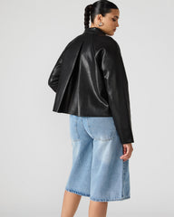 JETT Black Long-Sleeved Faux Leather Zip-Up Women's Jacket