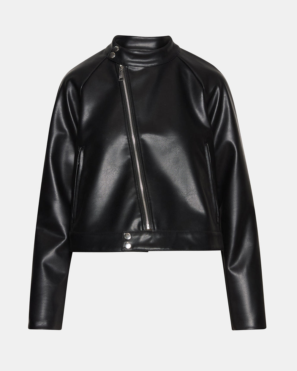JETT Black Long-Sleeved Faux Leather Zip-Up Women's Jacket