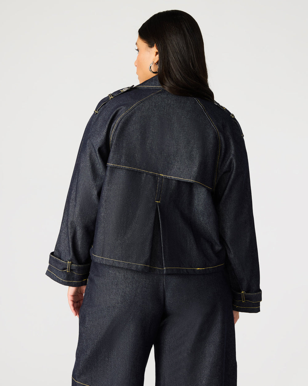 SIRUS Indigo Women's Cropped Denim Trench Coat