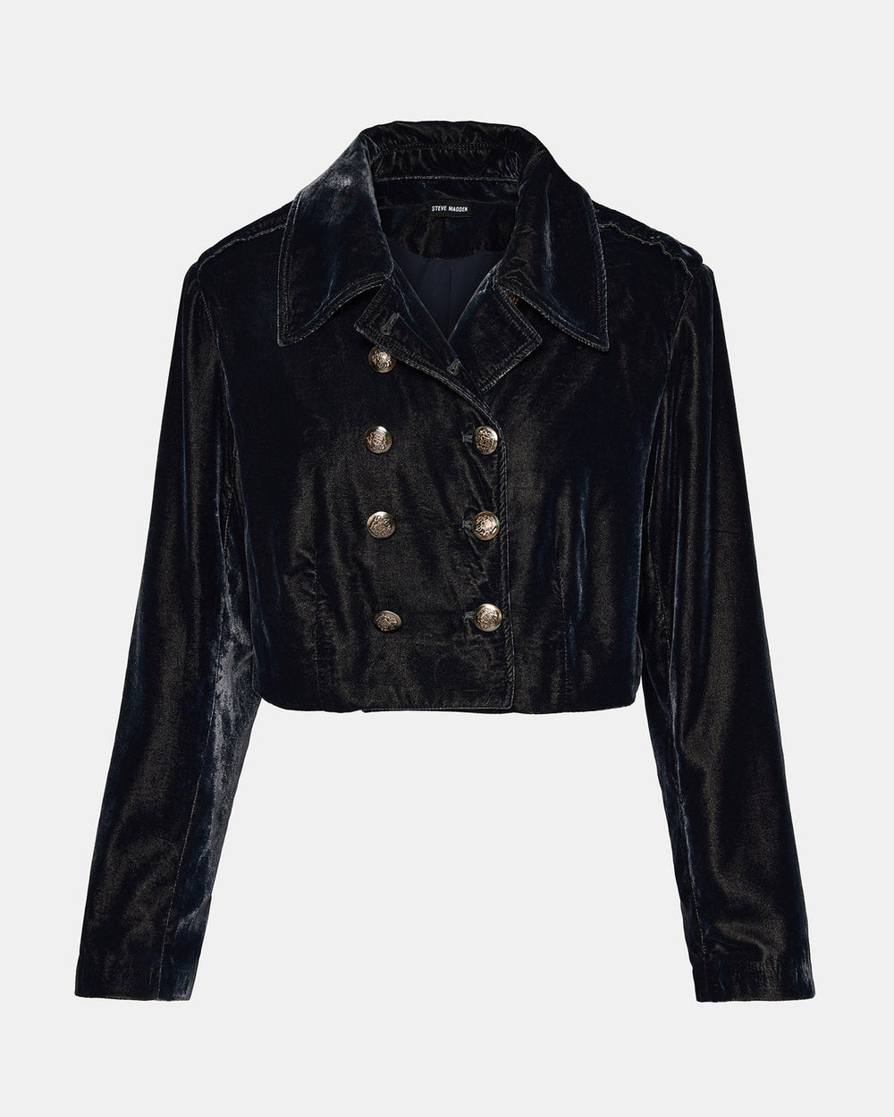 TONIA Indigo Haze Velvet Button-Up Long-Sleeved Women's Blazer Jacket
