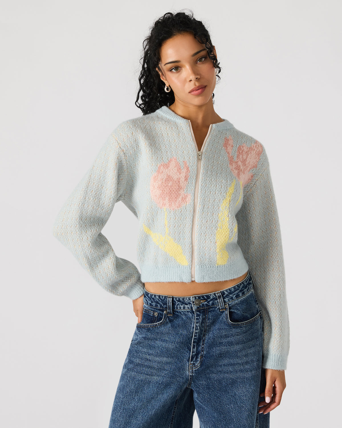 JENA Multi Long-Sleeved Zip-Up Women's Sweater Jacket