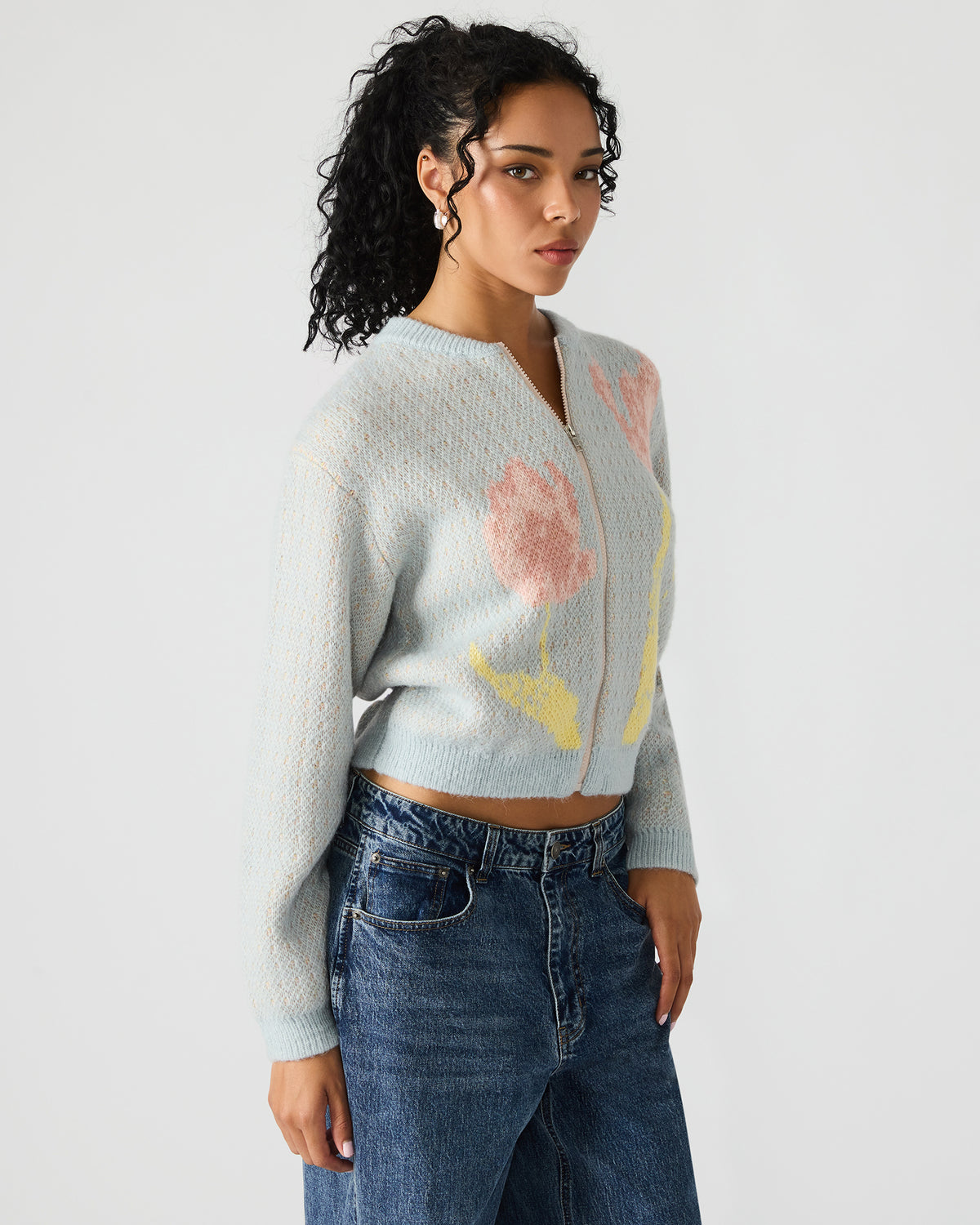 JENA Multi Long-Sleeved Zip-Up Women's Sweater Jacket