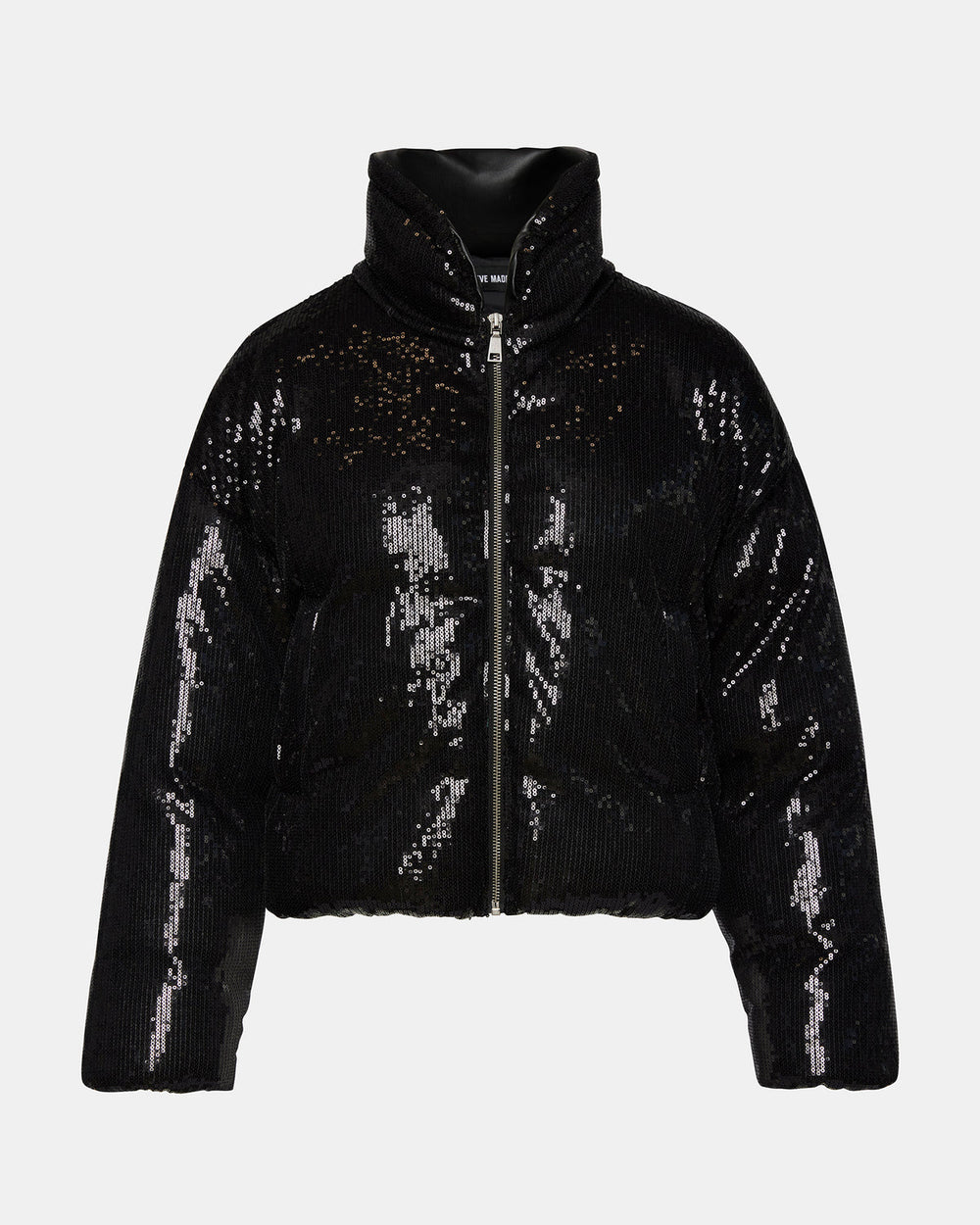 STRATTO Jacket Black | Women's Sequin Long-Sleeved Puffer Jacket