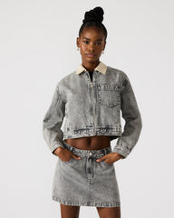 GLACIA Light Grey Women's Long-Sleeved Denim Jacket
