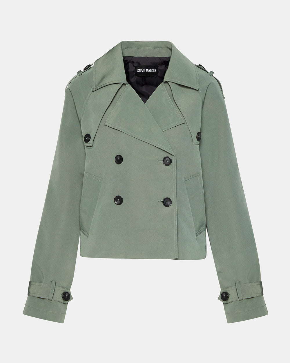 SIRUS Light Green Women's Cropped Denim Trench Coat