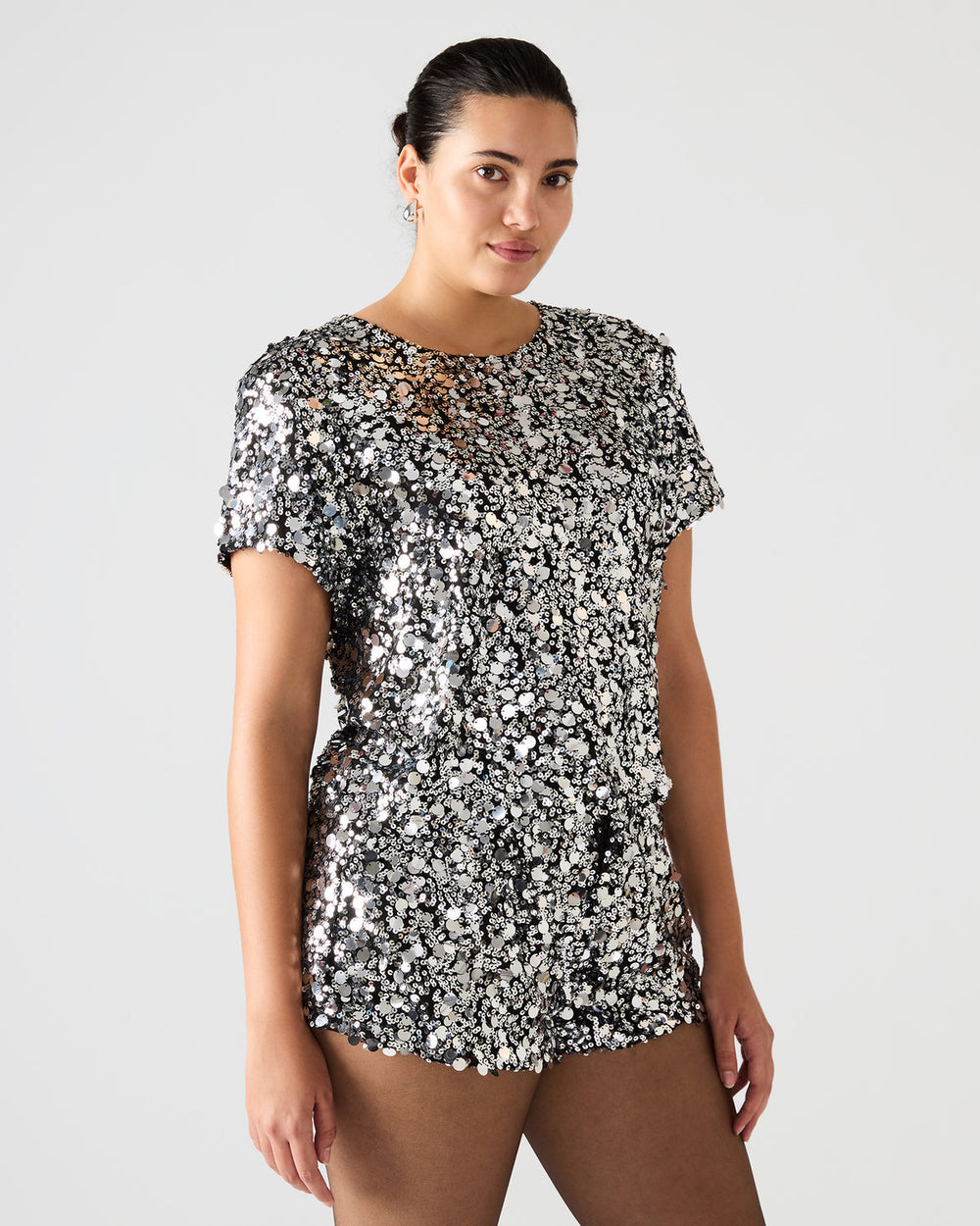 CRESSA Silver Embellished Sequin Women's Top