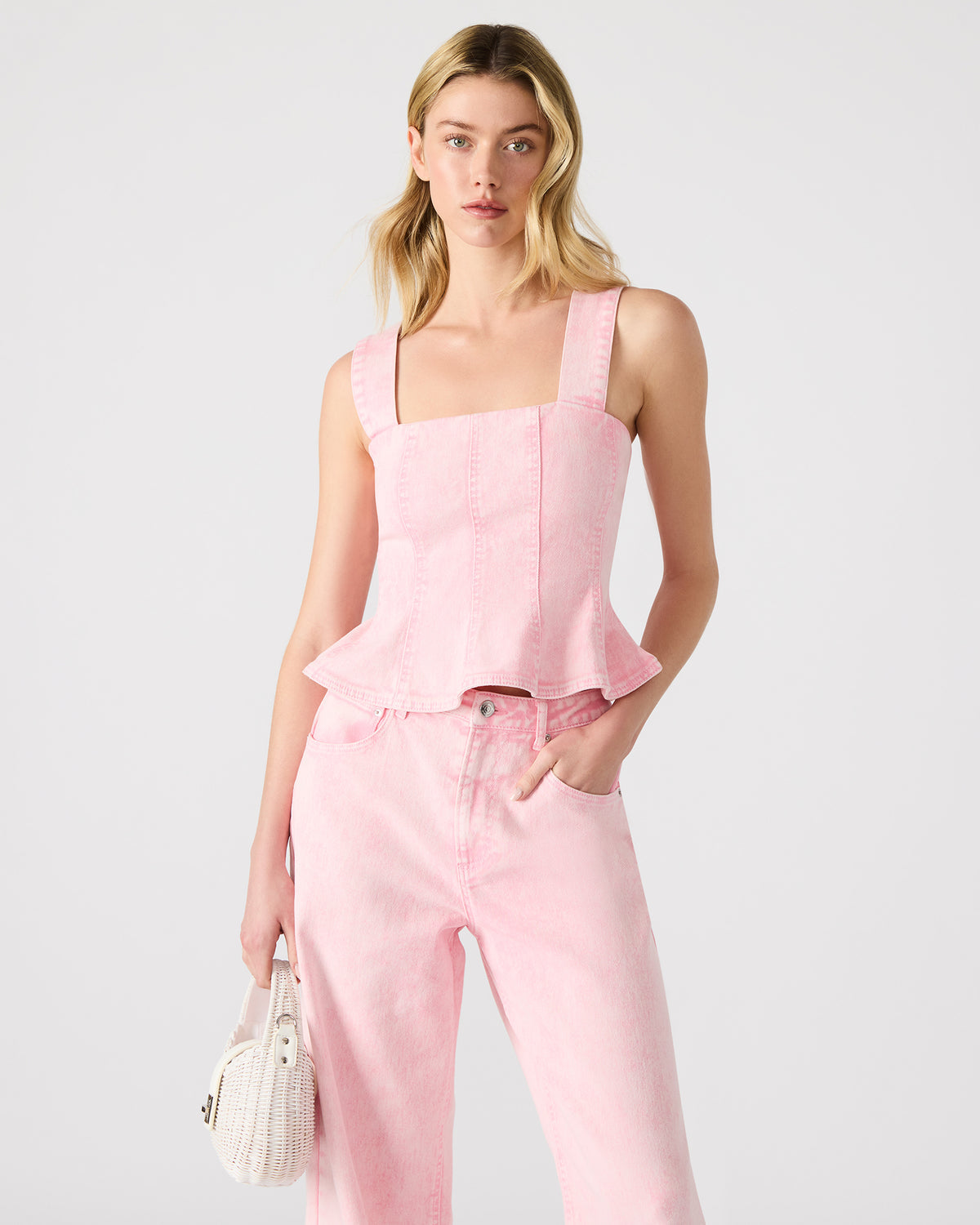 PENELOPI Denim Ruffle Fabric Women's Tank Top