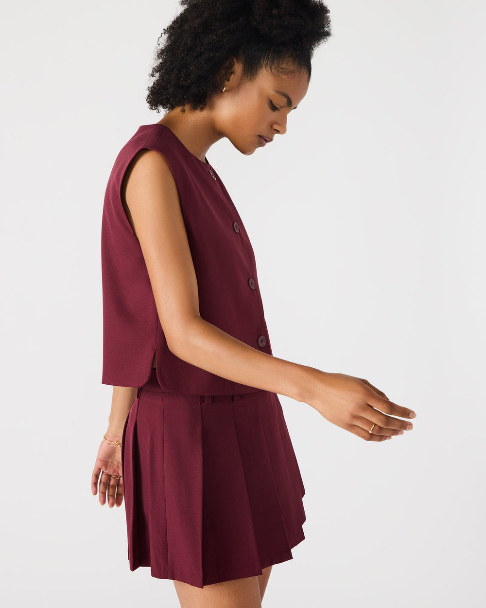 ALESSA Wine Button-Up Women's Top