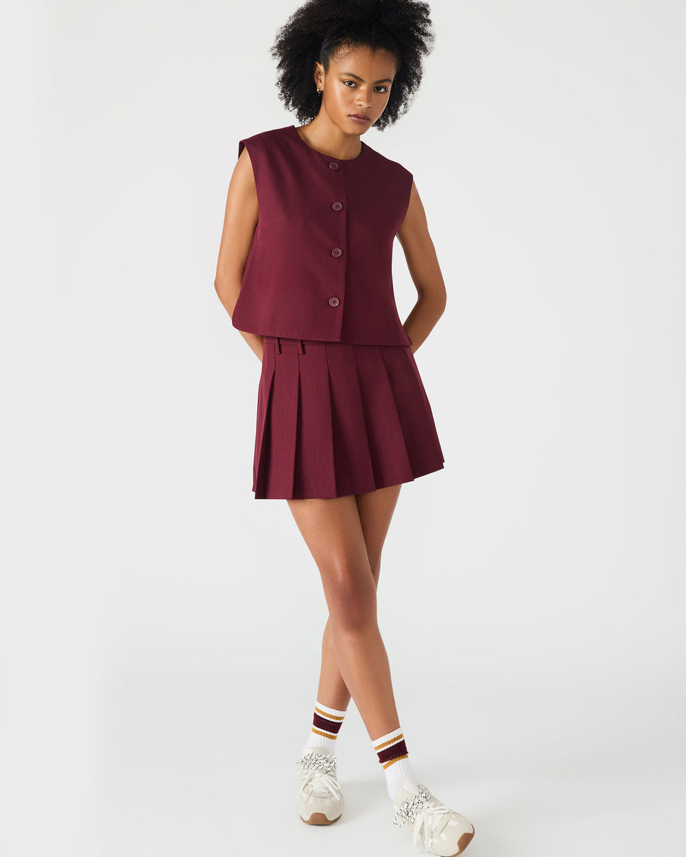 ALESSA Wine Button-Up Women's Top