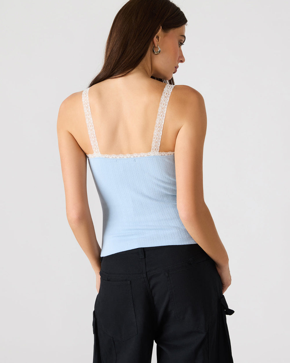 LOVE GOLDIE Surf Blue Lace Trim Sleeveless Graphic Women's Tank Top