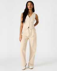 SELENE Khaki Women's Button-Up Sleeveless Fabric Vest Top