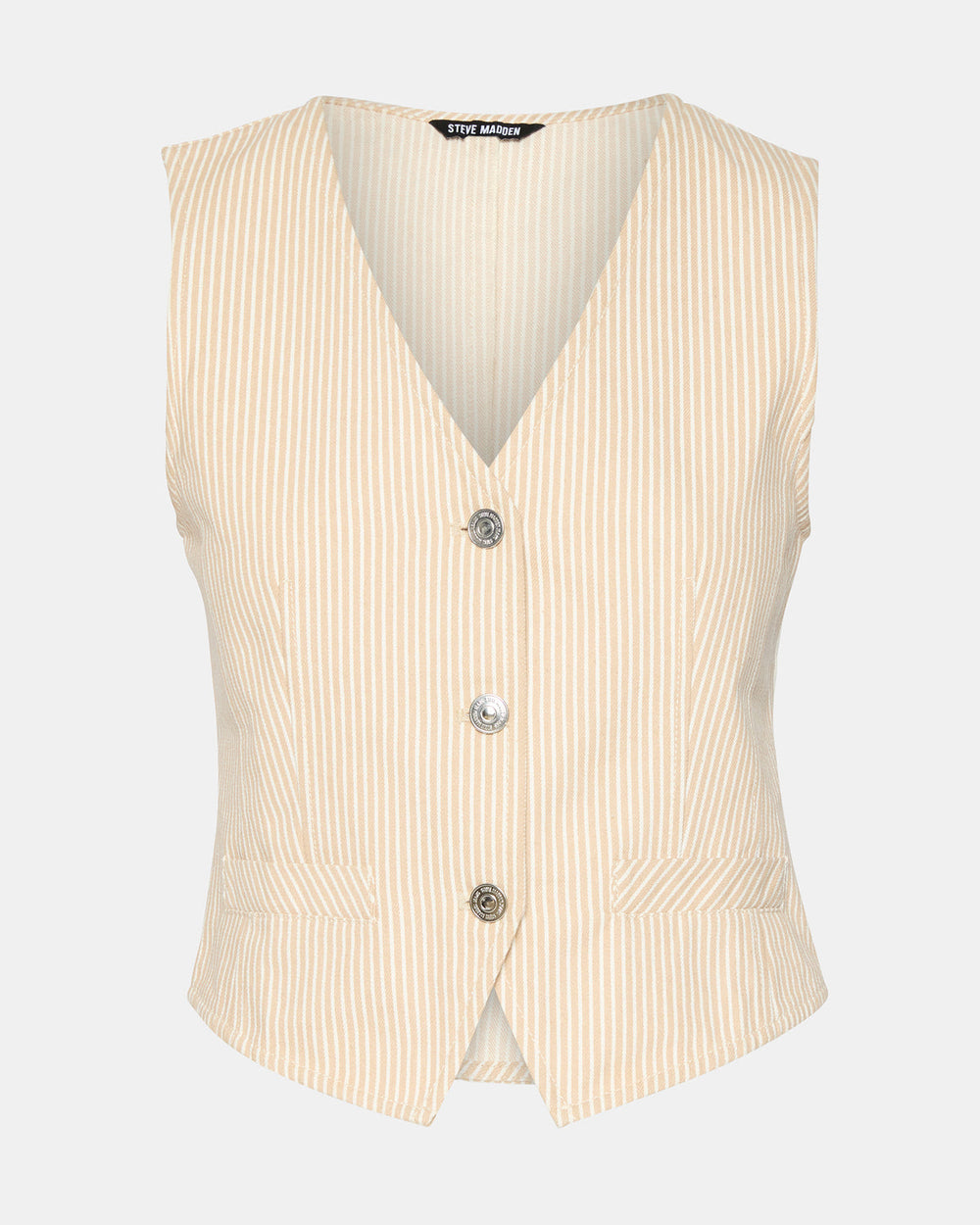 SELENE Khaki Women's Button-Up Sleeveless Fabric Vest Top
