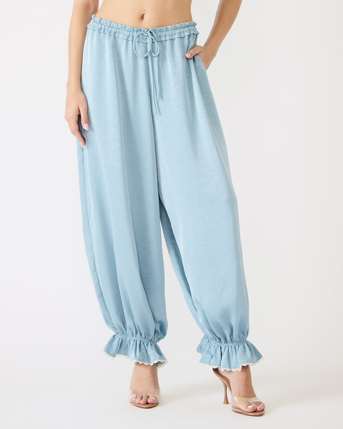 ROAN Dusty Blue Tie-Front Parachute Women's Pants