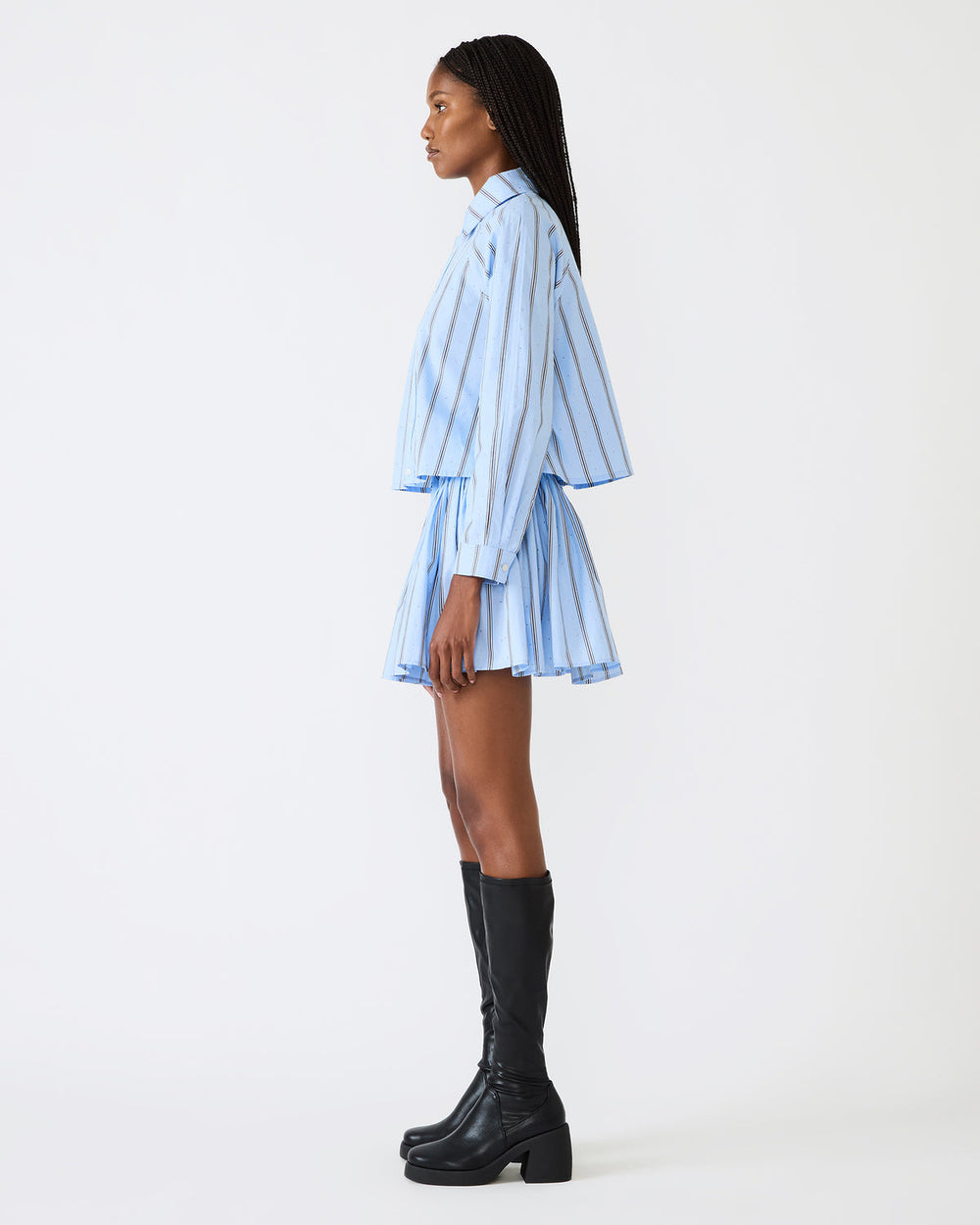TYRIA Estate Blue Mini Tie-Front Women's Skirt