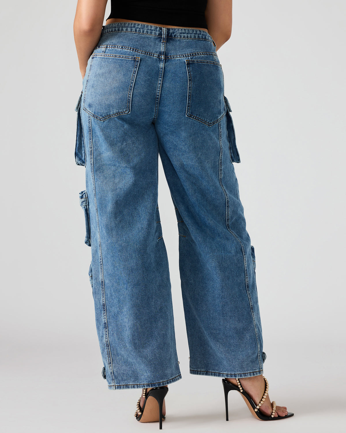 DUO Medium Denim Women's Utility Cargo Pants