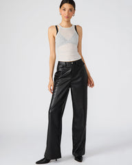 GERALDINE Black Faux Leather Straight-Leg Women's Pants