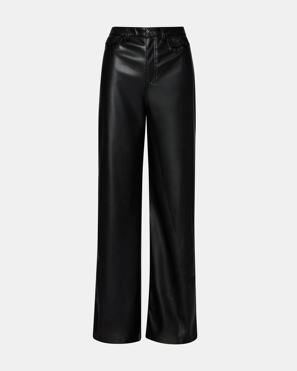 GERALDINE Black Faux Leather Straight-Leg Women's Pants