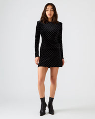 CINDI Black Studded Velvet Rhinestone Embellished Women's Skirt