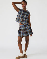 MARGO Brown Plaid Pleated Women's Mini Skirt