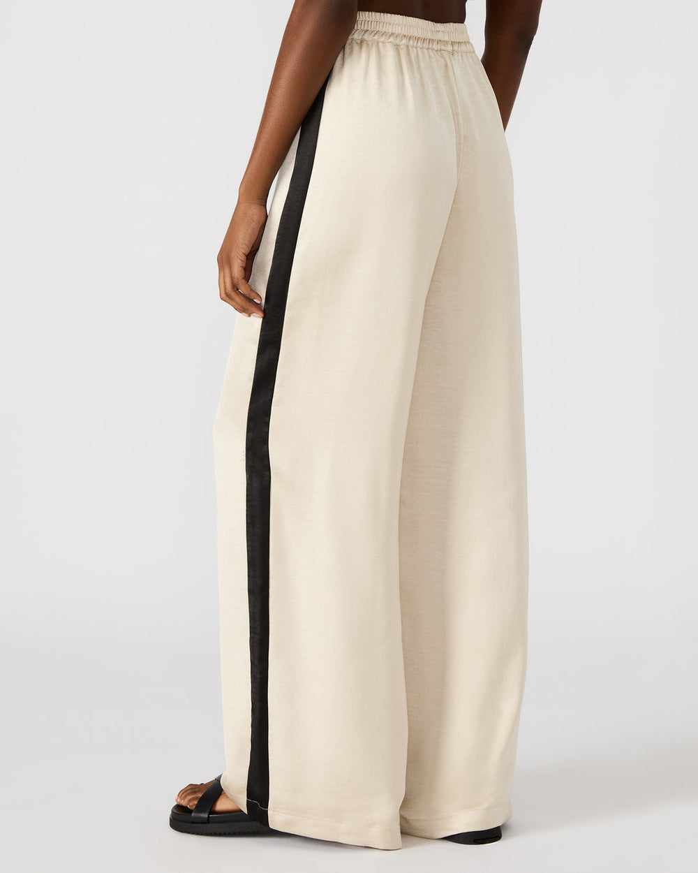 MOXIE Cream Pull-On Contrast Panel Straight Leg Women's Pant