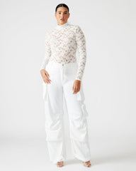DUO White Sequin Women's Utility Cargo Pants