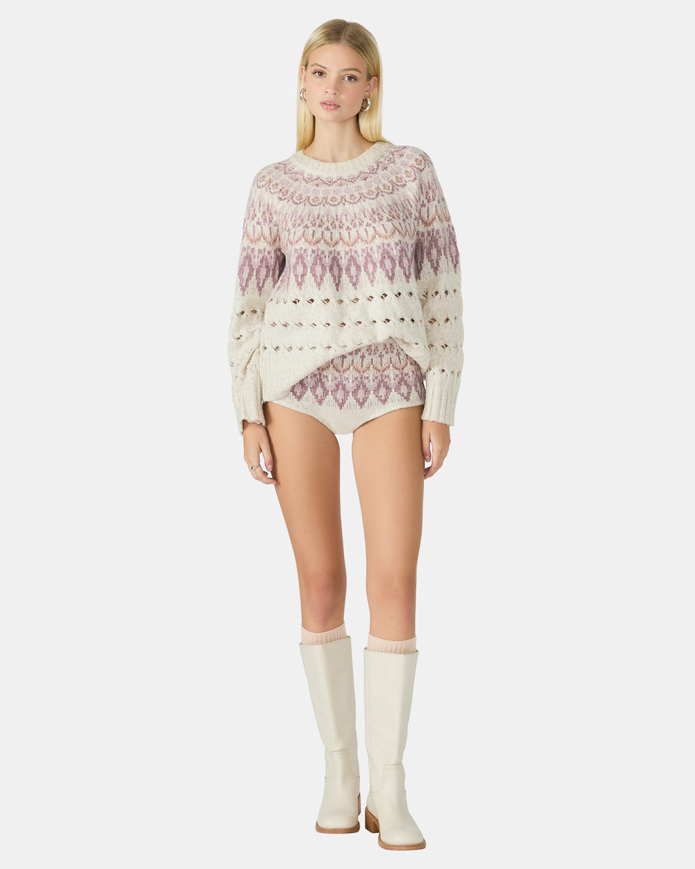 SUZETTE Multi Women's Fair Isle Long-Sleeved Pullover Sweater