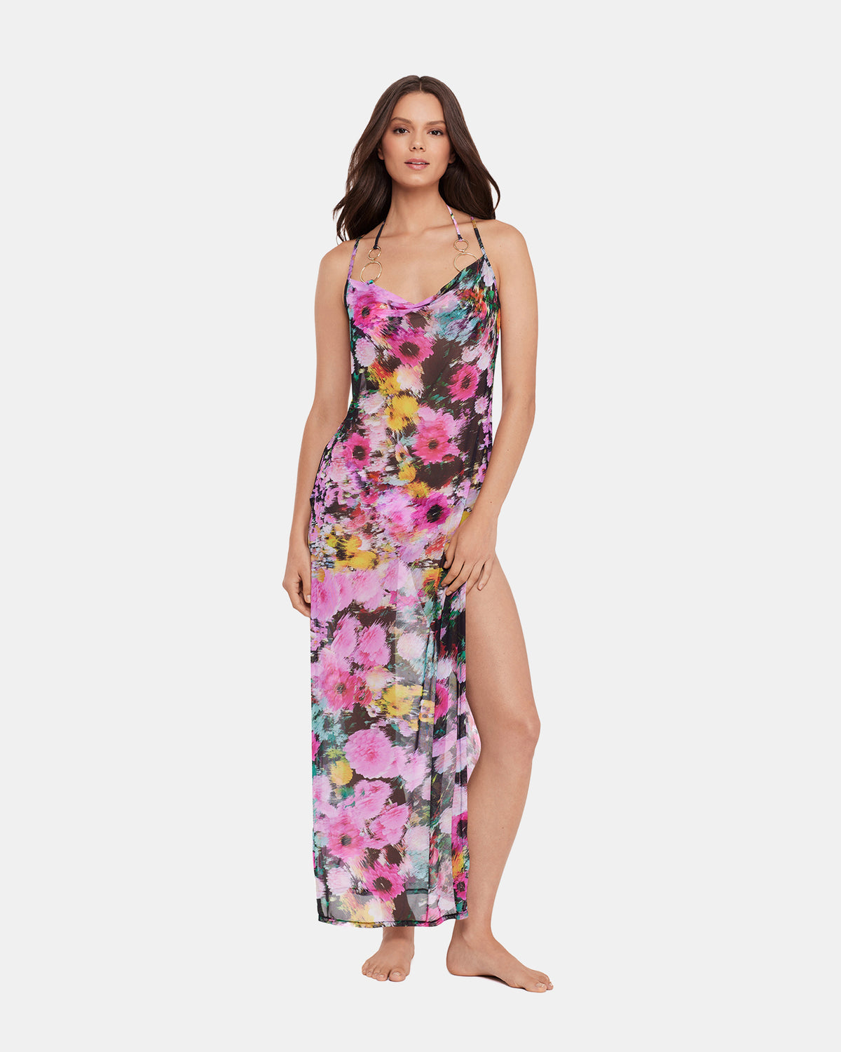 DAZEY FIELDS MULTI BIKINI COVER-UP Flowy Mesh Women's Swim Cover-Up
