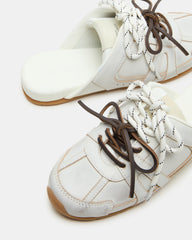 MAYSA White Distressed Women's Low-Top Slip-On Mule Sneakers